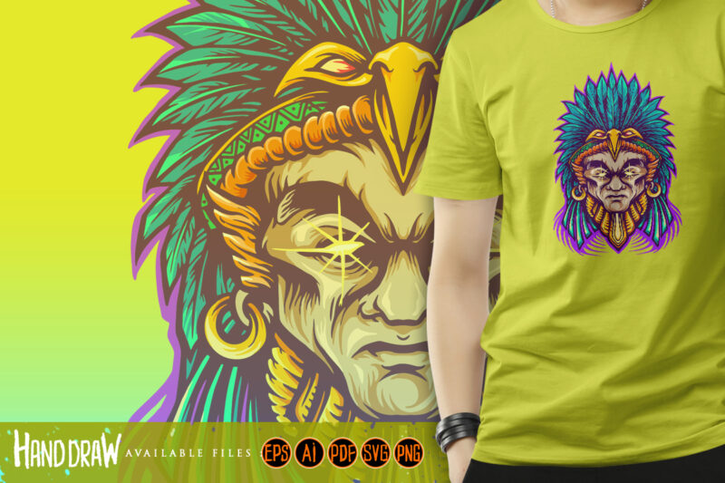 Aztec Indian American Warrior - Buy t-shirt designs
