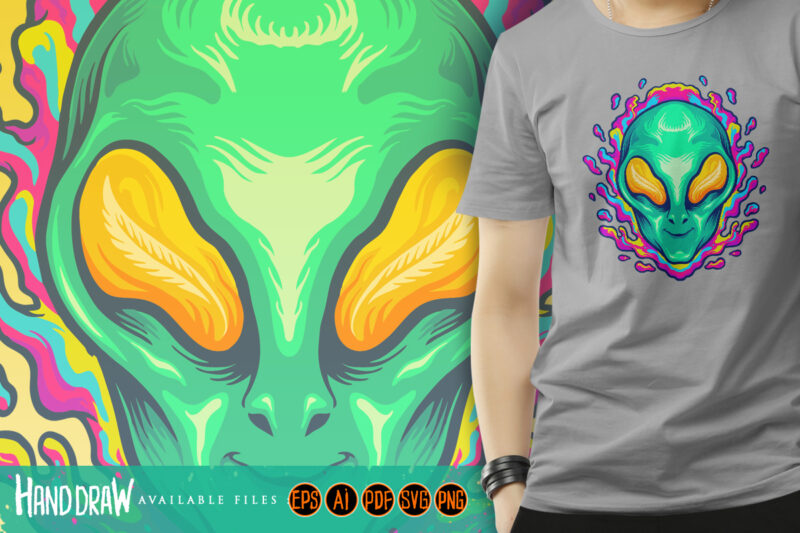 Head Alien Smile Trippy Illustrations