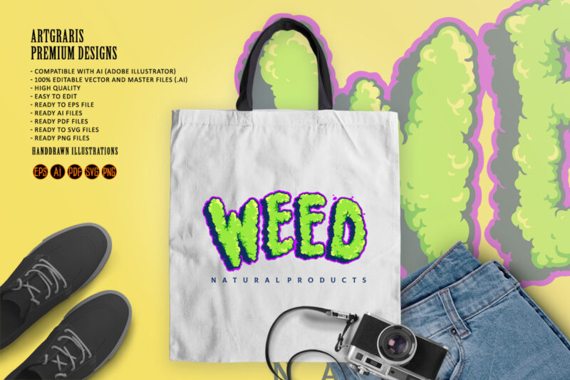 Weed Typeface Cloud Smoke Illustrations