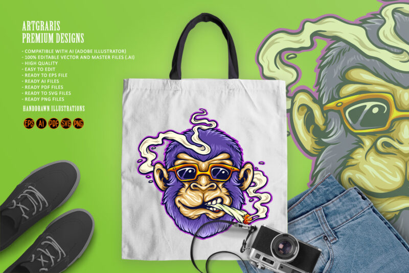 Cool Monkey Stoner Cannabis Smoking