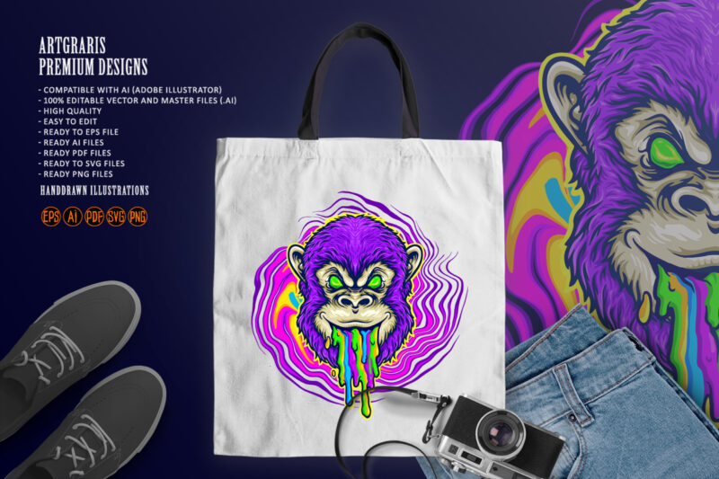 Monkey Trippy Psychedelic Mascot