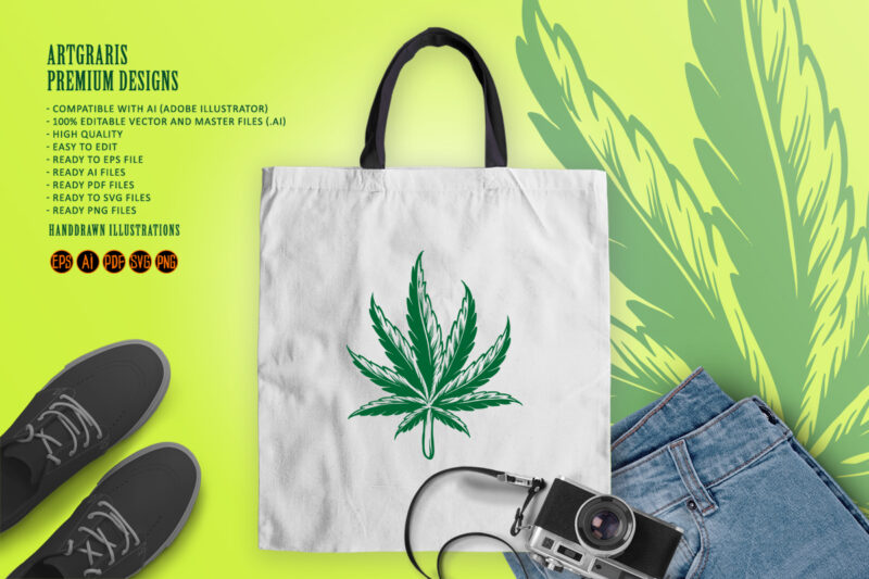 Kush Leaf Simple Logo Illustrations