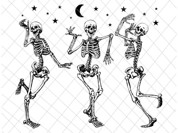 Dancing skeleton svg, skeletons happy halloween svg, skeleton halloween svg, dancing halloween svg t shirt vector illustration