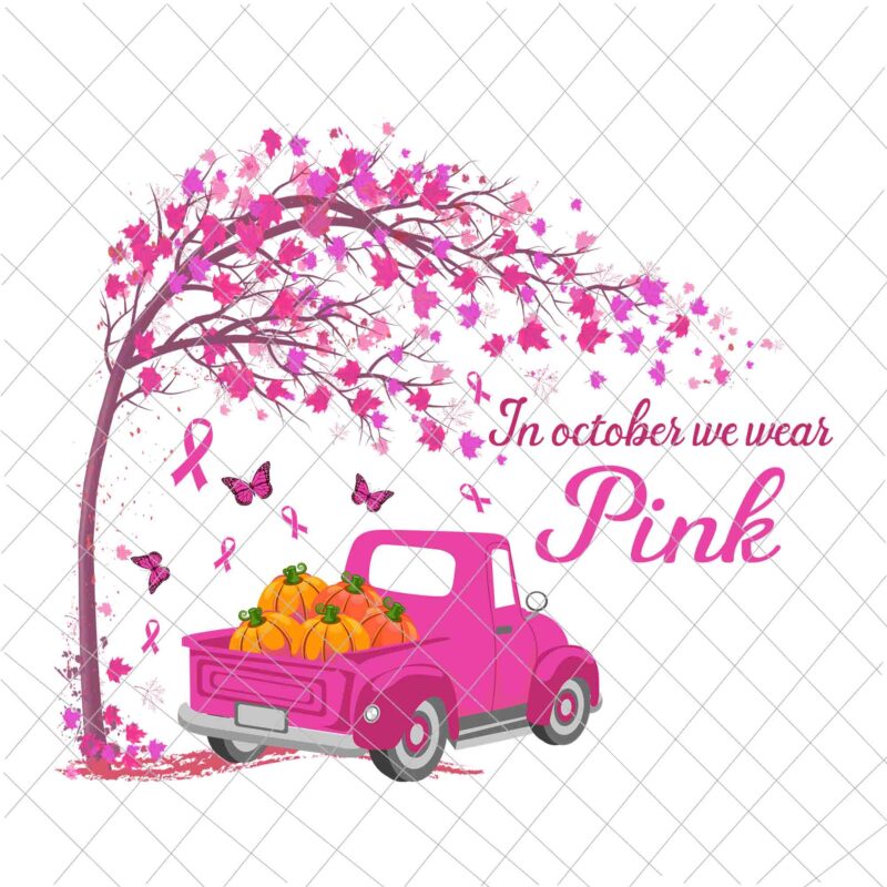 In October We Wear Pink Png, Cancer Awareness Pink Png, Pumpkin Pink Png, Car Pink Png