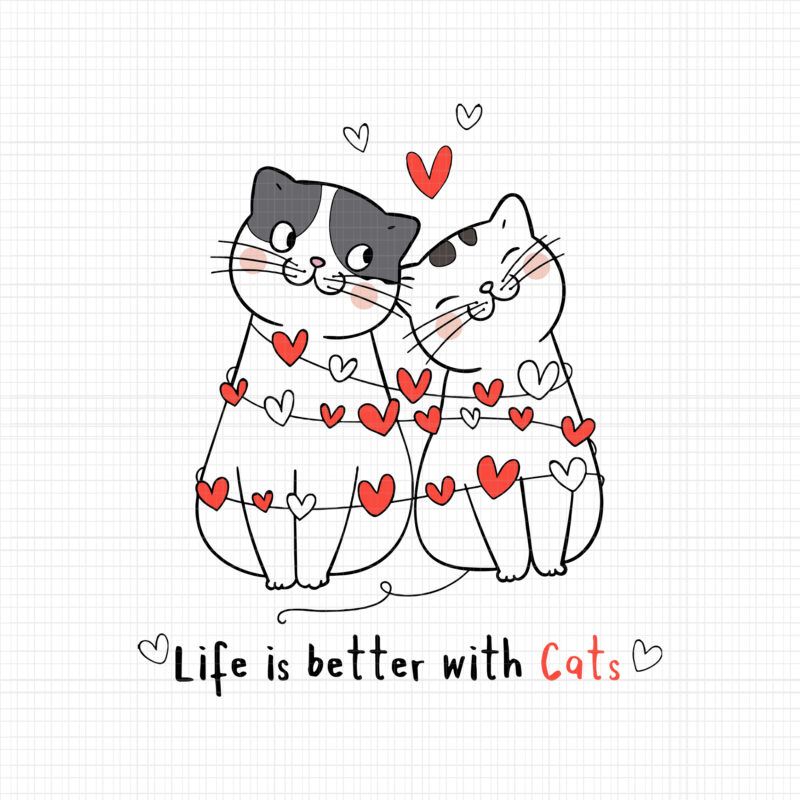 Two Cats With Heart Royalty Free SVG, Cliparts, Vectors, and Stock
