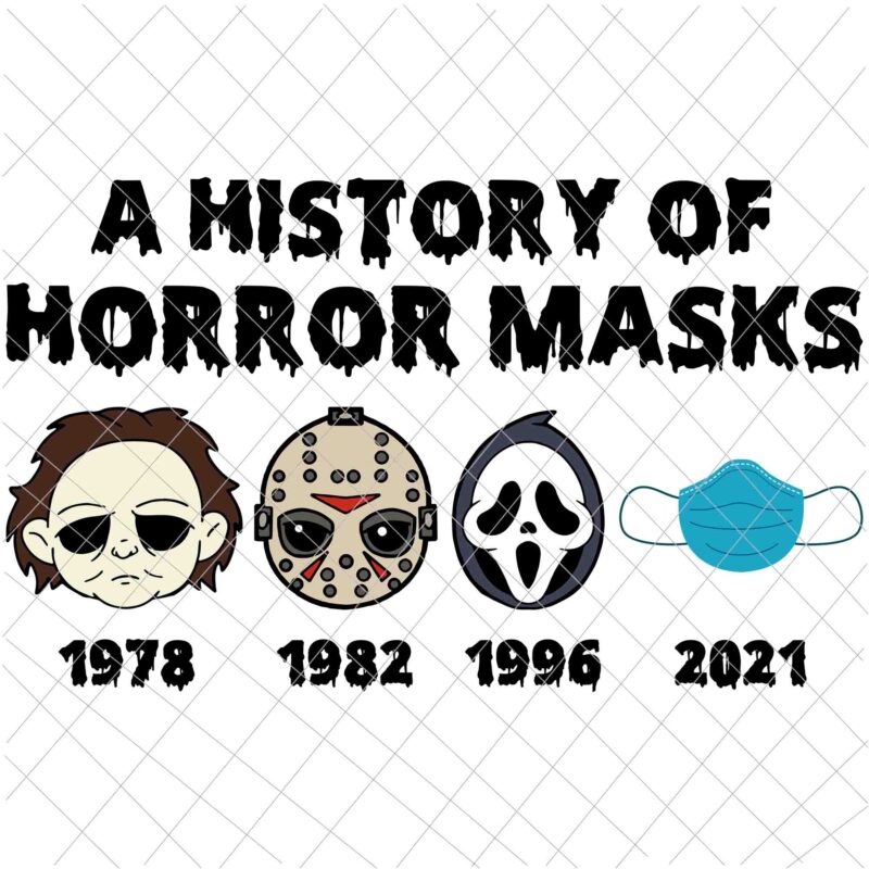 A History of Horror Masks Svg, Ghostface Svg, Michael Myers, Jason Voorhees, Scream, Funny Halloween Svg