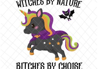 Witches By Nature Bitches By Choise Png, Unicor Witch Png, Unicor Halloween Png, Halloween Quote Png t shirt design for sale