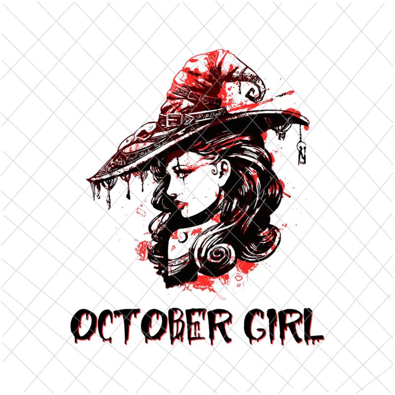 October Girl Halloween svg, Girl face eys svg,, October birthday svg, Witch birthday Halloween vector, Girl Halloween Svg