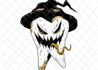 Funny Skull Skeleton Halloween Svg, Scary Tooth Zombie Face Tongue Witch Hat Svg, Scary Tooth Witch Svg t shirt graphic design