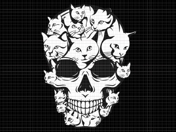 Skull cat svg, skull halloween cat svg, cat halloween svg, love cat svg, skull svg t shirt template vector