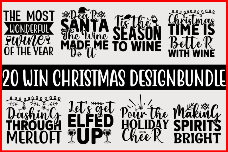 Wine Christmas T shirt Design Bundle