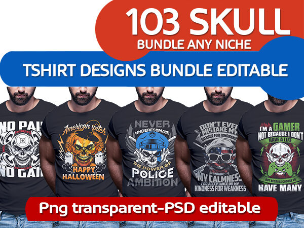 103 skull bundle any niche tshirt designs