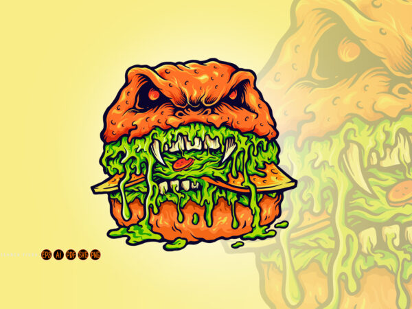 Zombie burger melt illustrations t shirt graphic design