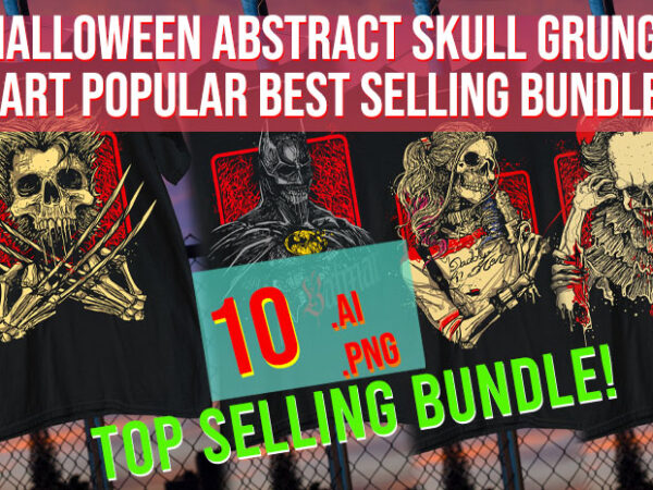 Halloween abstract skull grunge art popular best selling bundle 2024 graphic t shirt