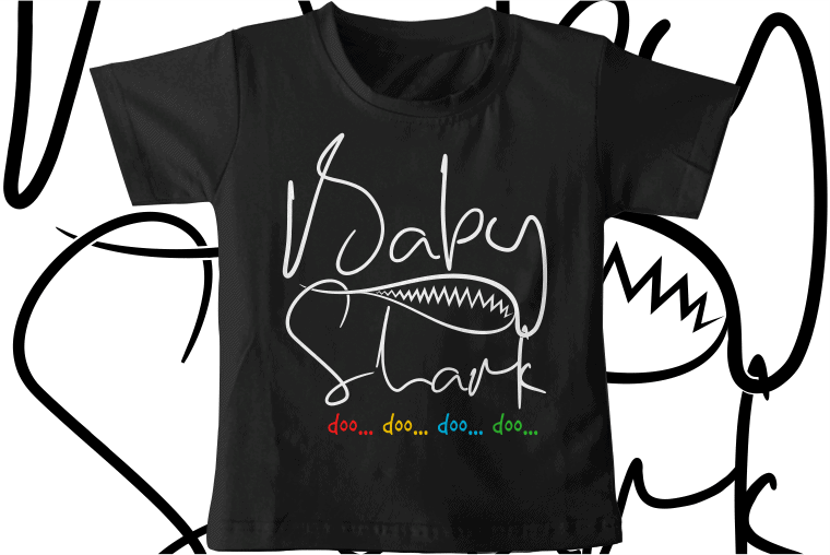 kids t shirt design svg funny baby shark typography graphic vector