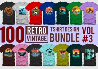 100 retro vintage t shirt design bundle vol 03