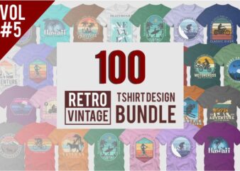 100 retro vintage t shirt design bundle vol 05