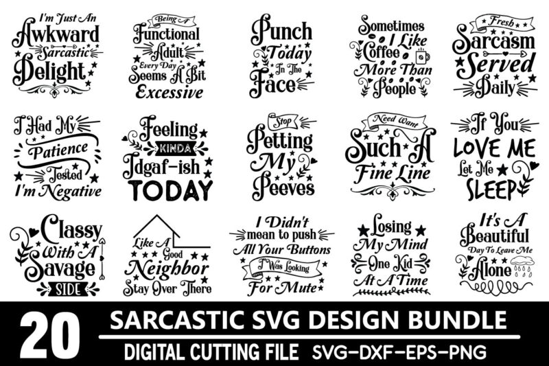 Sarcastic svg bundle t shirt template vector