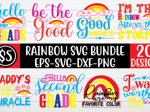 Rainbow svg bundle for sale! t shirt design online