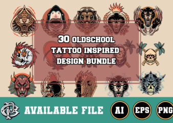 30 oldschool tattoo inspired design bundle