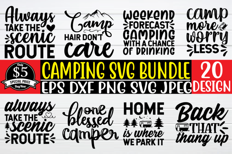 Camping svg bundle t shirt vector illustration