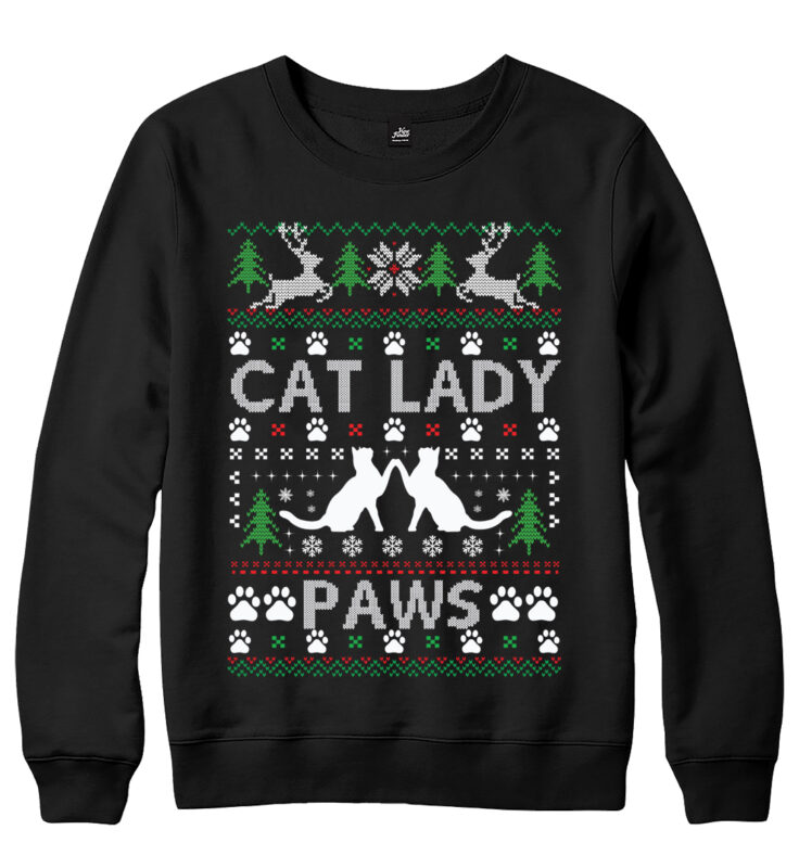 Cat Lady Paw Ugly Christmas Svg