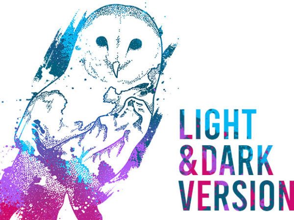 Stylish owl (light & dark) t shirt template vector