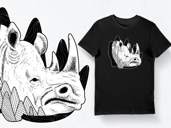 Artistic t-shirt design – animals collection: rhino