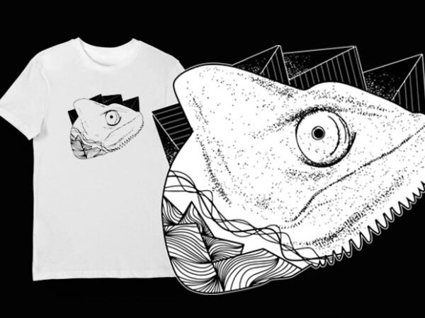 Artistic t-shirt design – animals collection: chameleon