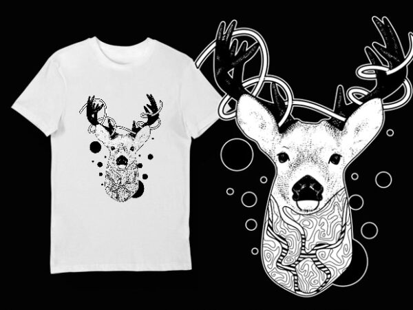 Artistic t-shirt design – animals collection: deer