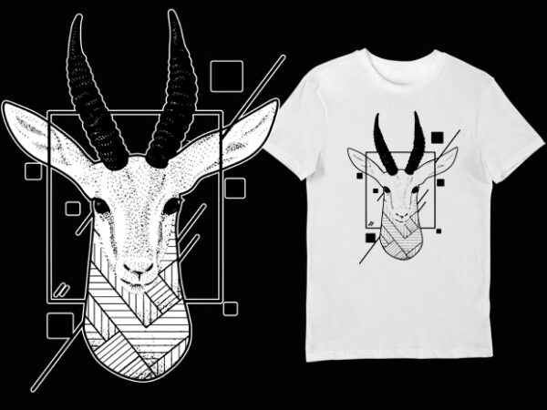 Artistic t-shirt design – animals collection: gazelle