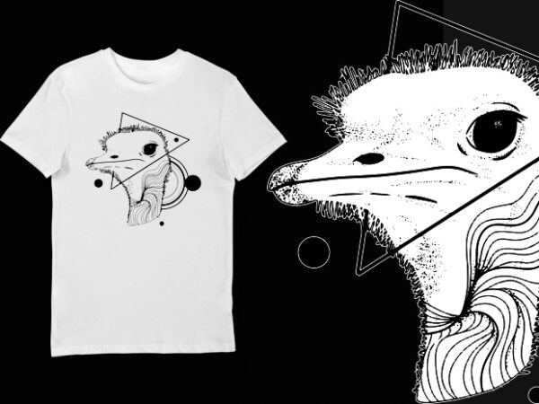 Artistic t-shirt design – animals collection: ostrich