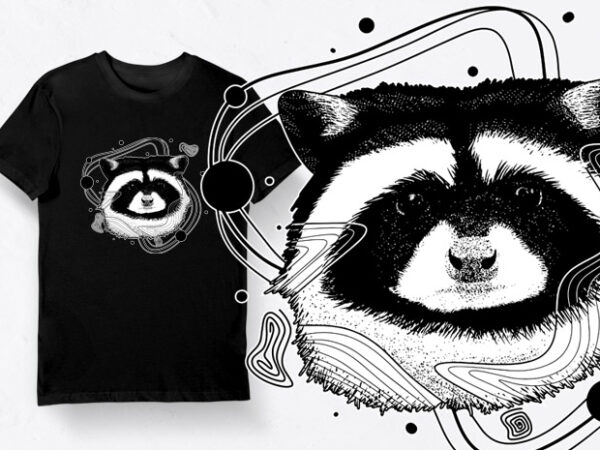 Artistic t-shirt design – animals collection: racoon