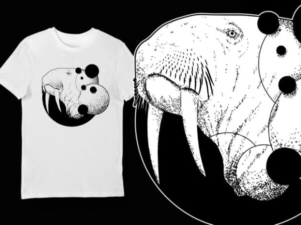 Artistic t-shirt design – animals collection: walrus