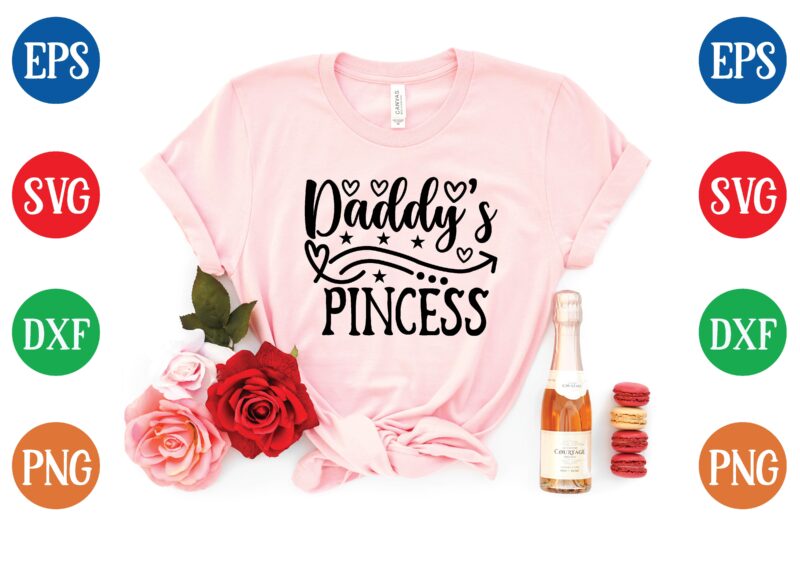 daddys princess t shirt vector illustration