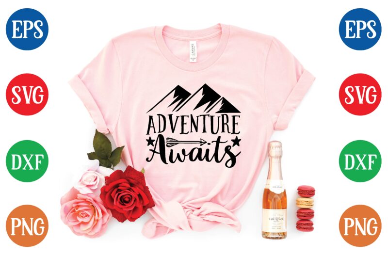 adventure awaits t shirt vector illustration