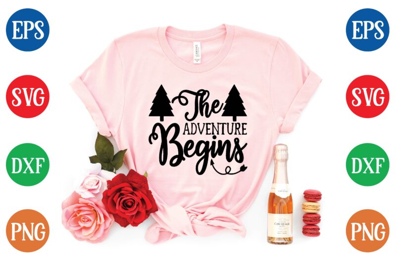 The adventure begins t shirt vector illustration