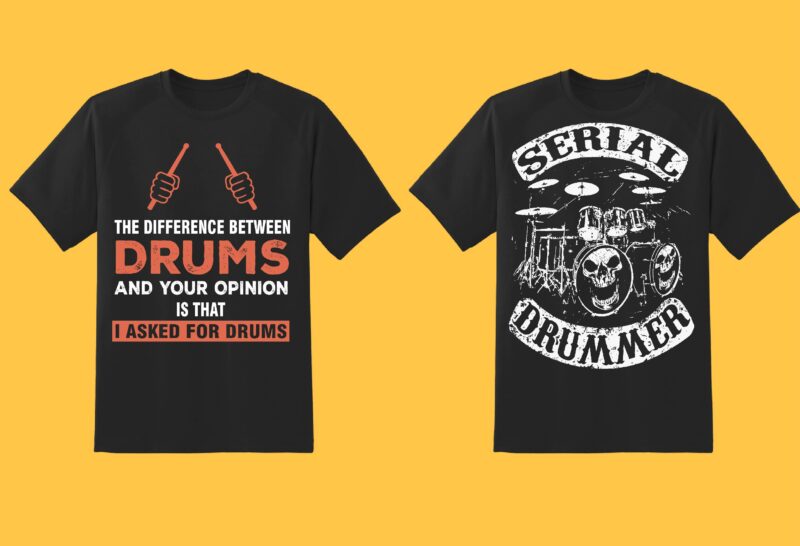 Drummer Bundle Part 1 – 45 tshirt design – 90% OFF