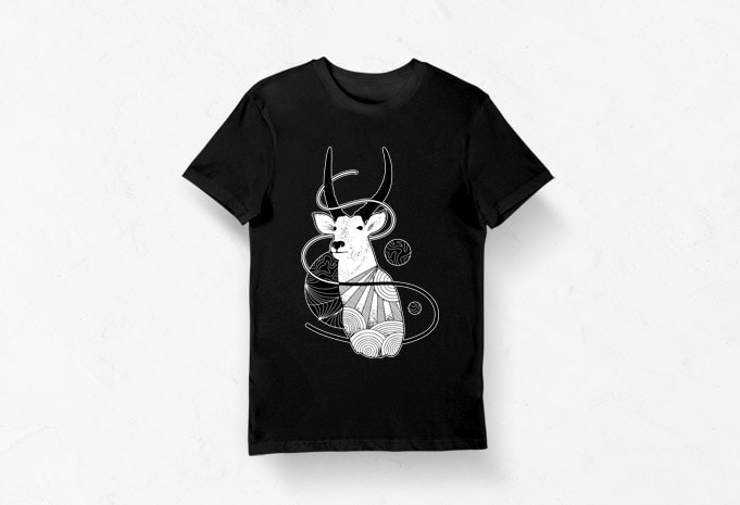 Artistic T-shirt Design – Animals Collection: Waterbuck