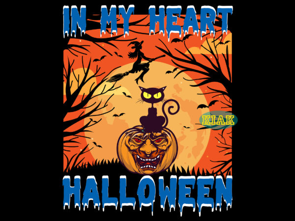 Pumpkin and black cat in my heart, cat black svg, cat svg, kitten svg, halloween, in my heart halloween, devil vector illustration, halloween death, pumpkin scary svg, halloween party svg,