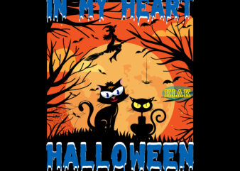 Kitten in Halloween Night In My Heart Halloween, Kitten Svg, Cat, Halloween, In My Heart Halloween, Devil vector illustration, Halloween Death, Pumpkin scary Svg, Halloween Party Svg, Pumpkin horror Svg,