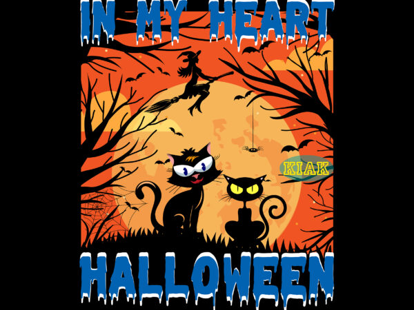 Kitten in halloween night in my heart halloween, kitten svg, cat, halloween, in my heart halloween, devil vector illustration, halloween death, pumpkin scary svg, halloween party svg, pumpkin horror svg,