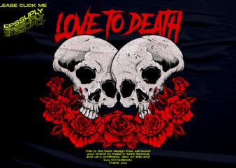 love to death, skull tshirt design png