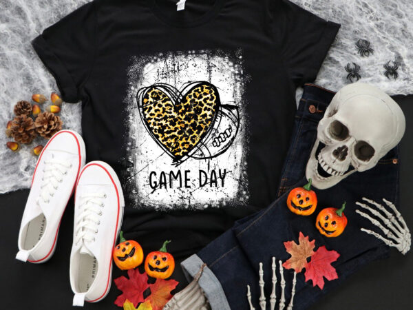 Game day with leopard heart football lovers mom bleached png, game day png, heart football png, football png t shirt design template