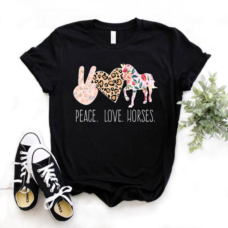 Peace Love Horses, cute t-shirt design