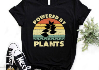 Powered by Plants vintage t-shirt design