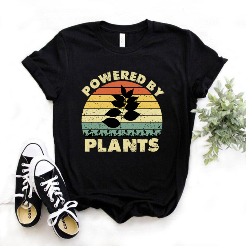 Powered by Plants vintage t-shirt design