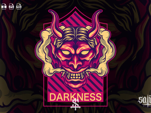 Darkness oni mask t shirt vector illustration