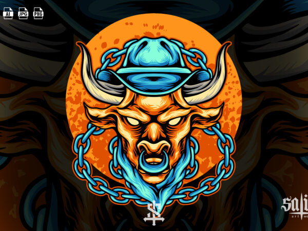 Angry bull with chain t shirt vector