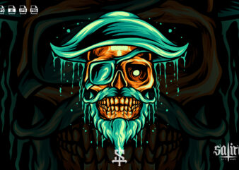 Pirate Skull Mascot t shirt illustration